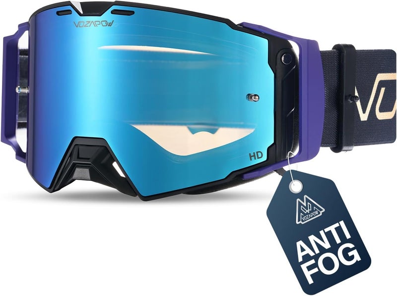 VOZAPOW Dirt Bike Goggles Over Glasses Anti-Fog, Motorcycle Protective Eyewear Motocross Goggles for Men Women - Image 1